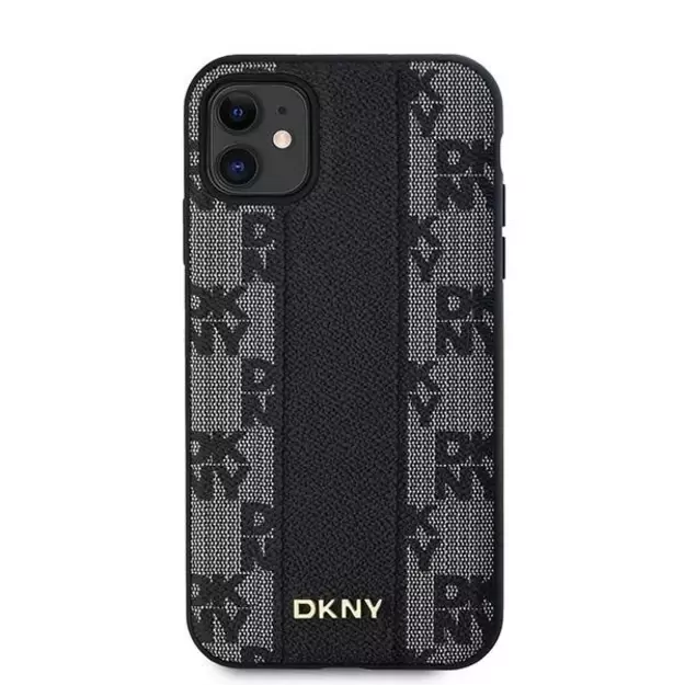 DKNY Leather Checkered Mono Pattern MagSafe Case for iPhone 11 / Xr - Black 9