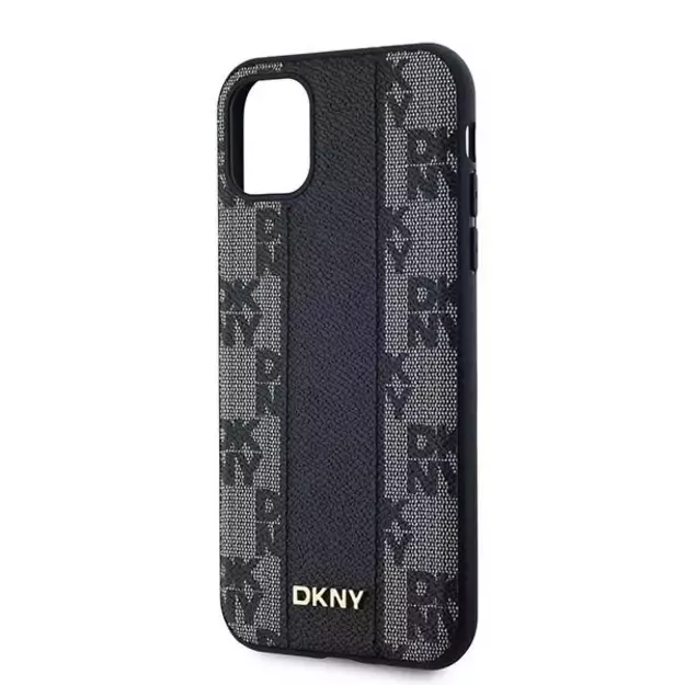 DKNY Leather Checkered Mono Pattern MagSafe Case for iPhone 11 / Xr - Black 12