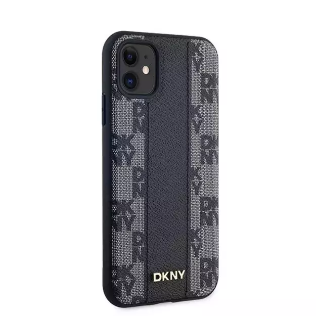DKNY Leather Checkered Mono Pattern MagSafe Case for iPhone 11 / Xr - Black 10