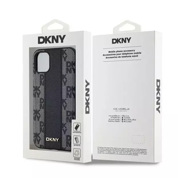 DKNY Leather Checkered Mono Pattern MagSafe Case for iPhone 11 / Xr - Black 14