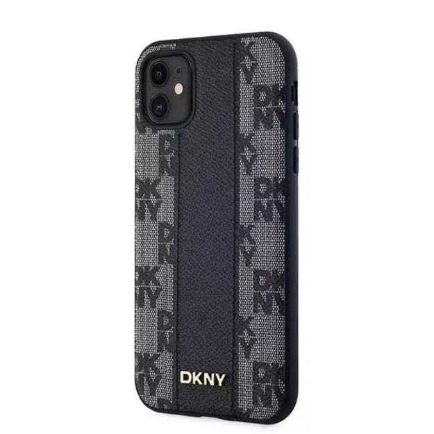 DKNY Leather Checkered Mono Pattern MagSafe Case for iPhone 11 / Xr - Black 8