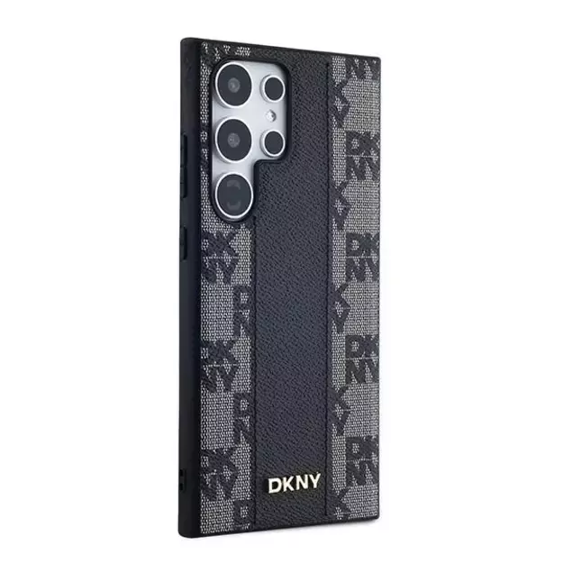 DKNY Leather Checkered Mono Pattern MagSafe Case for Samsung Galaxy S24 Ultra - Black 10