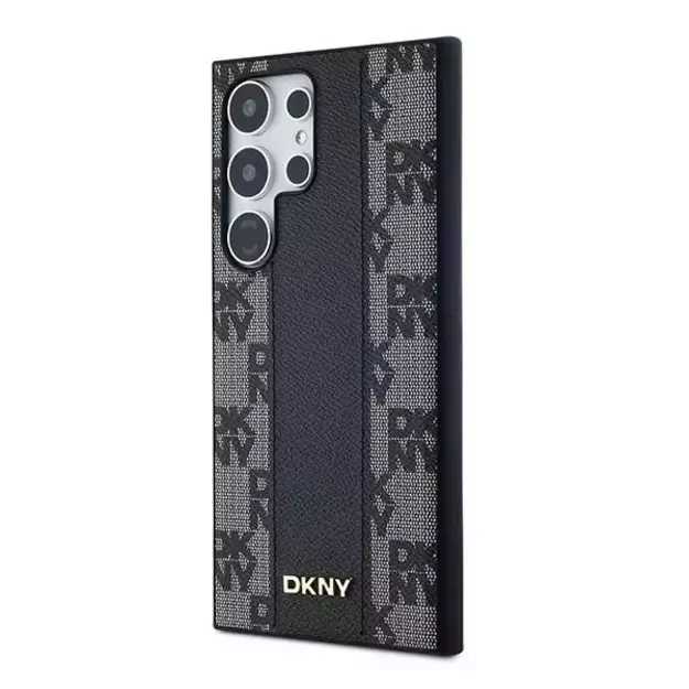 DKNY Leather Checkered Mono Pattern MagSafe Case for Samsung Galaxy S24 Ultra - Black 8