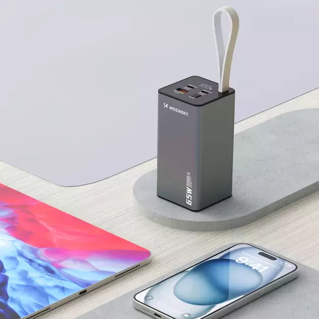 Powerbank Wozinsky K65+ 65W 30000mAh 2x USB-C, 1x USB-A 65W - gray 23