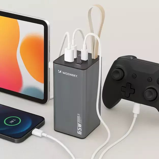 Powerbank Wozinsky K65+ 65W 30000mAh 2x USB-C, 1x USB-A 65W - gray 17