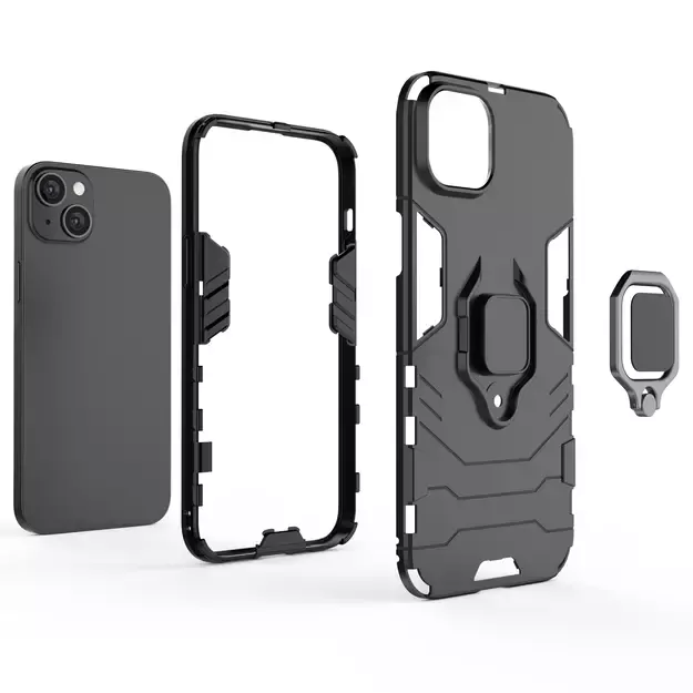 Ring Armor case for iPhone 14 Plus armored cover magnetic holder ring black 34