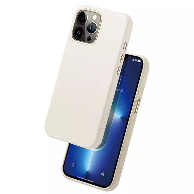Dux Ducis Roma leather case for iPhone 13 Pro Max elegant genuine leather case white 1