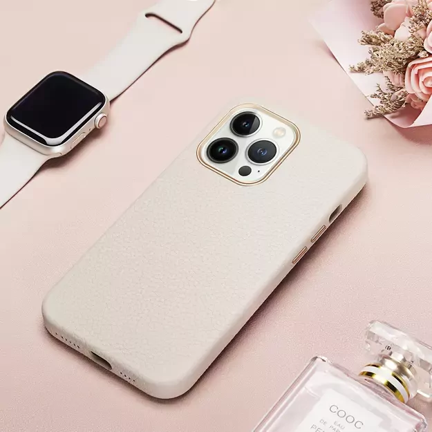 Dux Ducis Roma leather case for iPhone 13 Pro Max elegant genuine leather case white 9