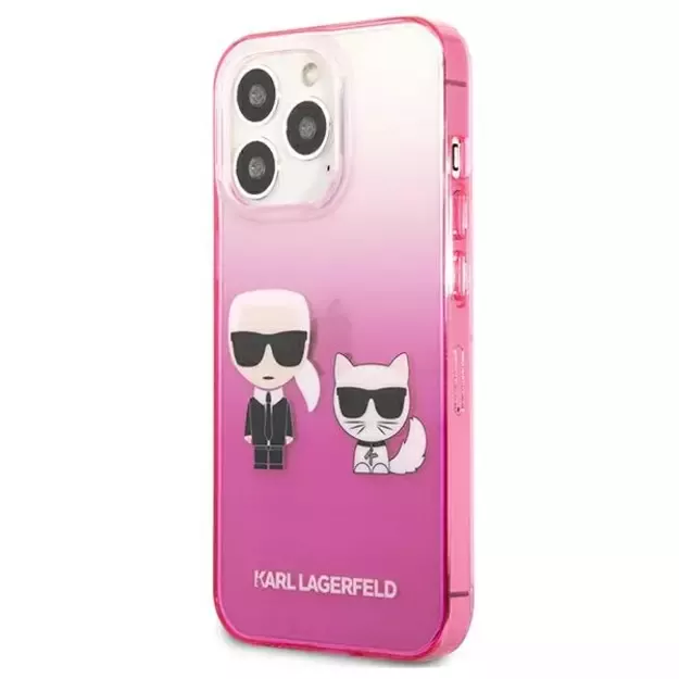 Karl Lagerfeld KLHCP13LTGKCP iPhone 13 Pro / 13 6,1  hardcase różowy/pink Gradient Ikonik Karl & Choupette 1