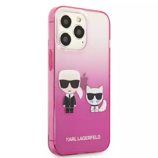 Karl Lagerfeld KLHCP13LTGKCP iPhone 13 Pro / 13 6,1  hardcase różowy/pink Gradient Ikonik Karl & Choupette 3
