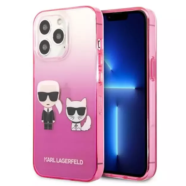 Karl Lagerfeld KLHCP13LTGKCP iPhone 13 Pro / 13 6,1  hardcase różowy/pink Gradient Ikonik Karl & Choupette