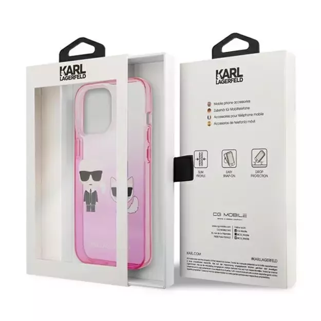 Karl Lagerfeld KLHCP13LTGKCP iPhone 13 Pro / 13 6,1  hardcase różowy/pink Gradient Ikonik Karl & Choupette 7