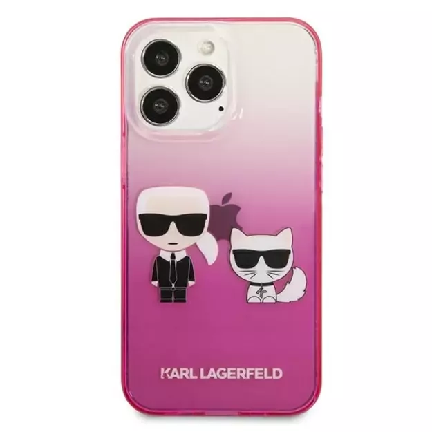 Karl Lagerfeld KLHCP13LTGKCP iPhone 13 Pro / 13 6,1  hardcase różowy/pink Gradient Ikonik Karl & Choupette 2