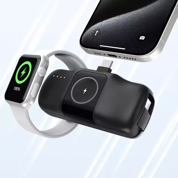 Wozinsky WF16-YCS 5000mAh 15W USB-C Mini Power Bank with Built-in USB-C Cable and Apple Watch Charger - Black 21