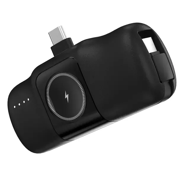 Wozinsky WF16-YCS 5000mAh 15W USB-C Mini Power Bank with Built-in USB-C Cable and Apple Watch Charger - Black 14