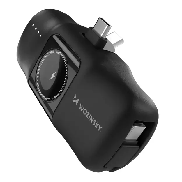 Wozinsky WF16-YCS 5000mAh 15W USB-C Mini Power Bank with Built-in USB-C Cable and Apple Watch Charger - Black 13