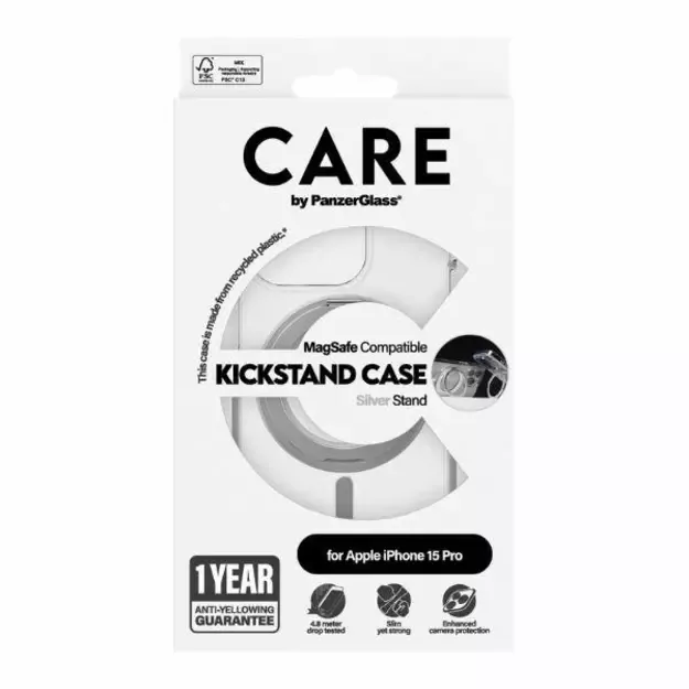 CARE by PanzerGlass Kickstand Case MagSafe for iPhone 15 Pro - silver 3
