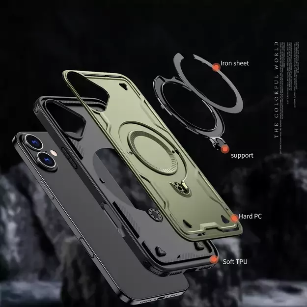 Hybrid Armor Trendy Case with MagSafe for iPhone 16 Plus - Green 1