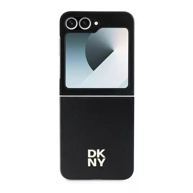 DKNY Leather Metal Stack Logo Case for Samsung Galaxy Z Flip 6 - Black 1