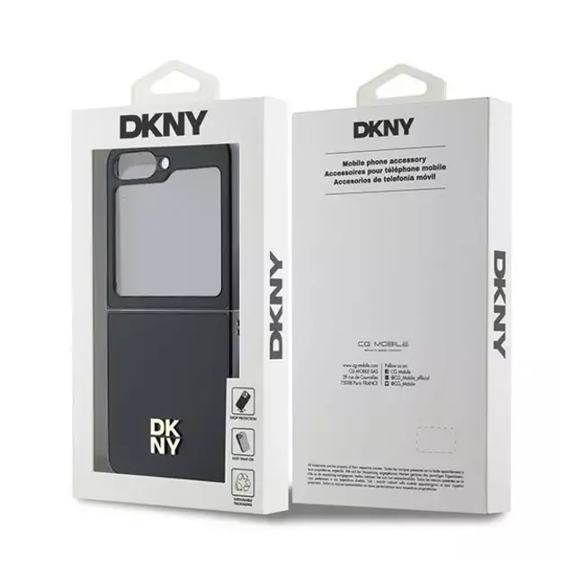 DKNY Leather Metal Stack Logo Case for Samsung Galaxy Z Flip 6 - Black 7