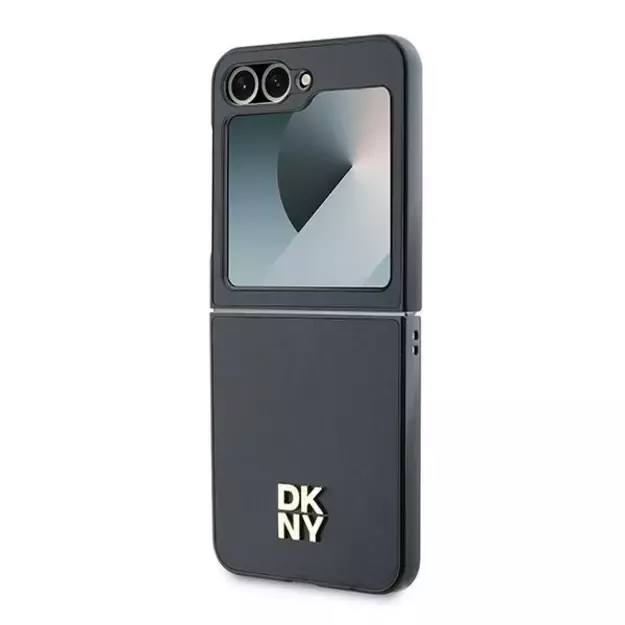 DKNY Leather Metal Stack Logo Case for Samsung Galaxy Z Flip 6 - Black 5