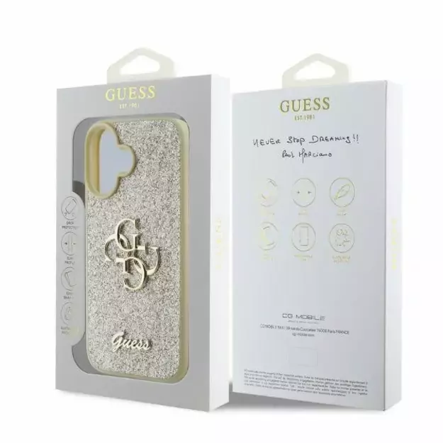 Guess Fixed Glitter Big 4G iPhone 16 Case - Gold 6