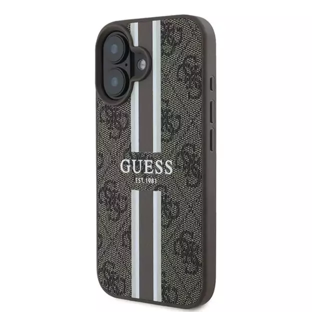 Guess 4G Printed Stripes MagSafe iPhone 16 Plus Case - Brown 1