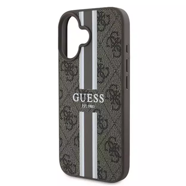 Guess 4G Printed Stripes MagSafe iPhone 16 Plus Case - Brown 5
