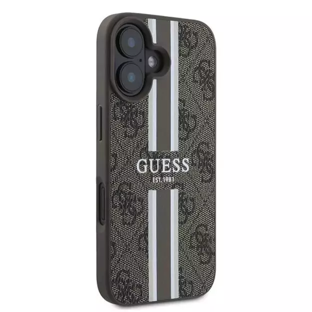 Guess 4G Printed Stripes MagSafe iPhone 16 Plus Case - Brown 3