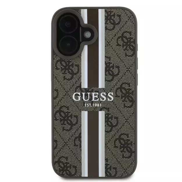 Guess 4G Printed Stripes MagSafe iPhone 16 Plus Case - Brown 2