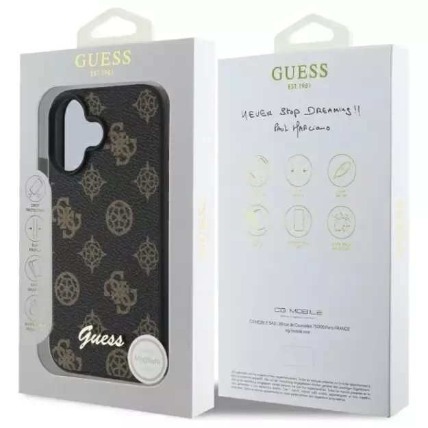 Guess Peony Script MagSafe iPhone 16 Case - Black 14