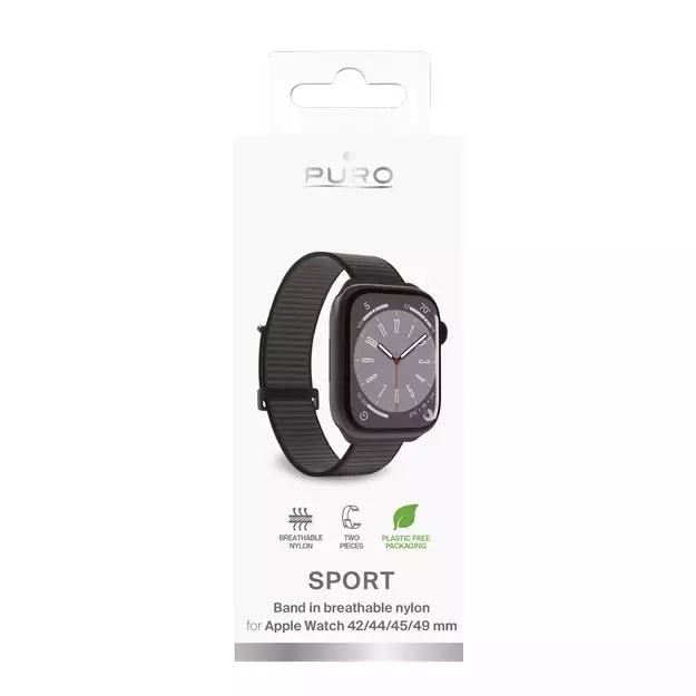 Puro Sport Nylon Strap for Apple Watch 42 / 44 / 45 / 49 mm - Black 1