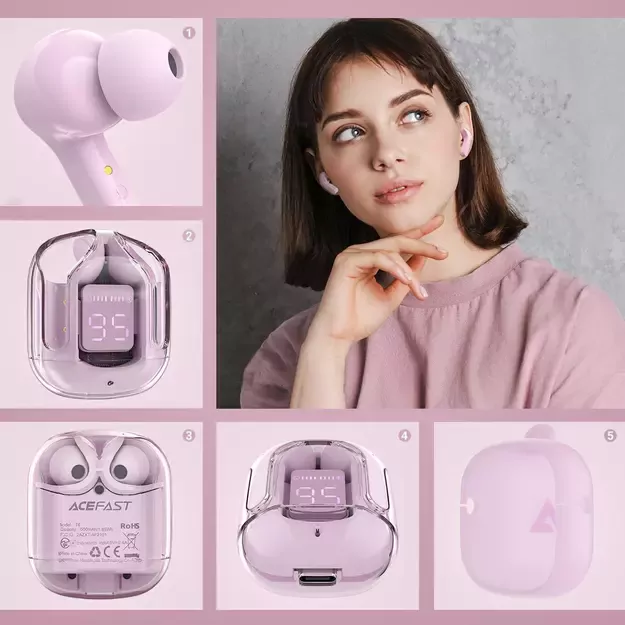 Acefast T6 TWS Bluetooth In-Ear Wireless Headphones - Pink 23