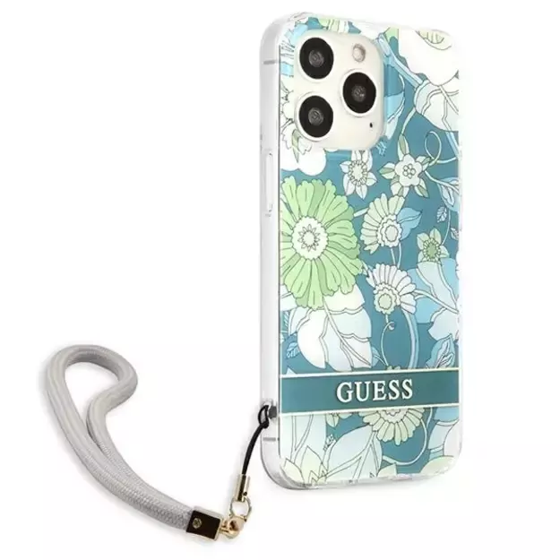 Guess GUHCP13LHFLSN iPhone 13 Pro / 13 6.1&quot  green/green hardcase Flower Strap 4