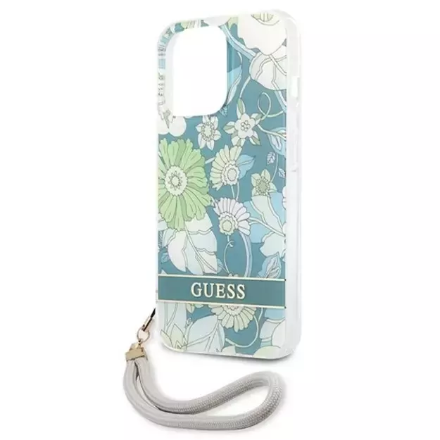 Guess GUHCP13LHFLSN iPhone 13 Pro / 13 6.1&quot  green/green hardcase Flower Strap 6