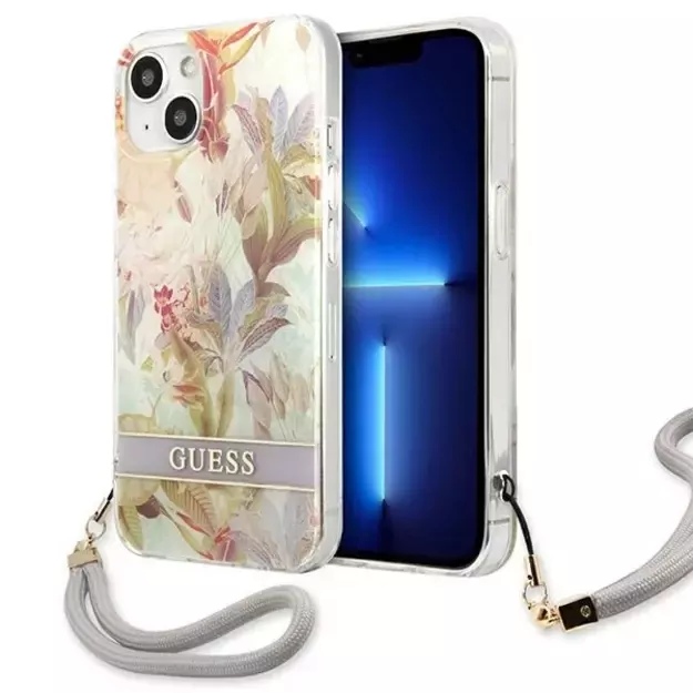 Guess GUHCP13SHFLSU iPhone 13 mini 5.4&quot  purple/purple hardcase Flower Strap
