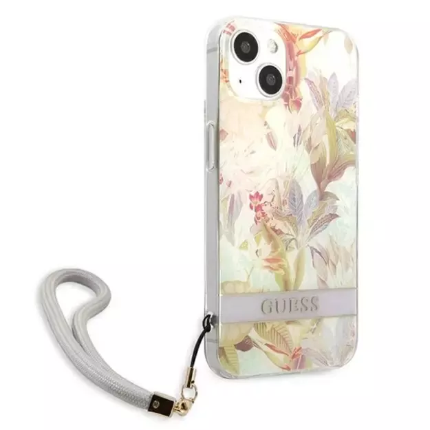 Guess GUHCP13SHFLSU iPhone 13 mini 5.4&quot  purple/purple hardcase Flower Strap 10