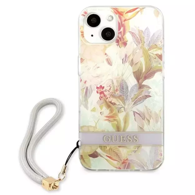 Guess GUHCP13SHFLSU iPhone 13 mini 5.4&quot  purple/purple hardcase Flower Strap 9