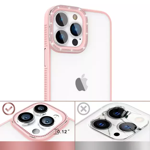 Kingxbar Sparkle Series case iPhone 13 Pro with crystals back cover pink 9