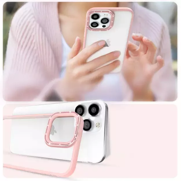 Kingxbar Sparkle Series case iPhone 13 Pro with crystals back cover pink 12