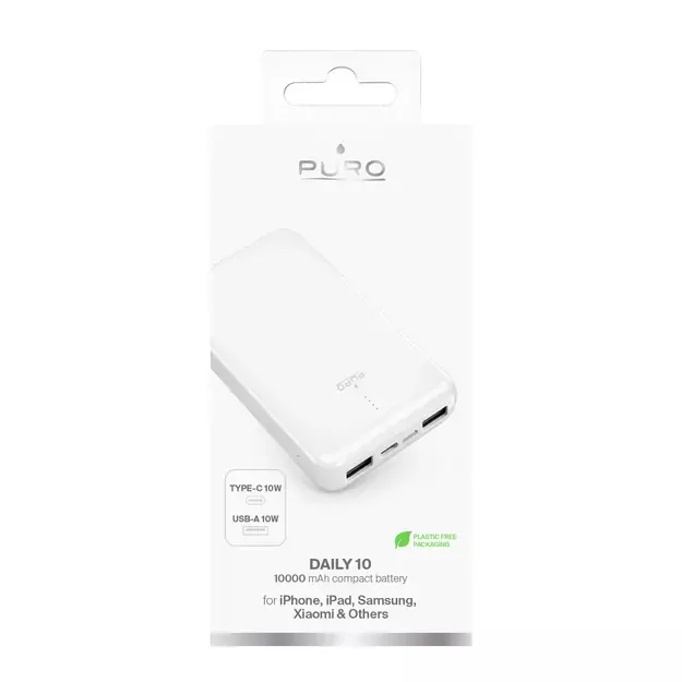 Powerbank Puro White 10000mAh 12W 2xUSB-A + USB-C - white 3
