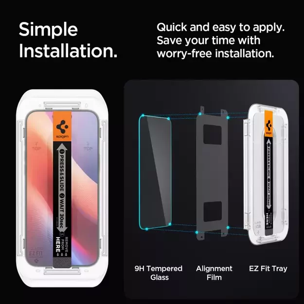 Spigen Glas.tR EZ Fit tempered glass for iPhone 16 Pro Max - 2 pcs. 2