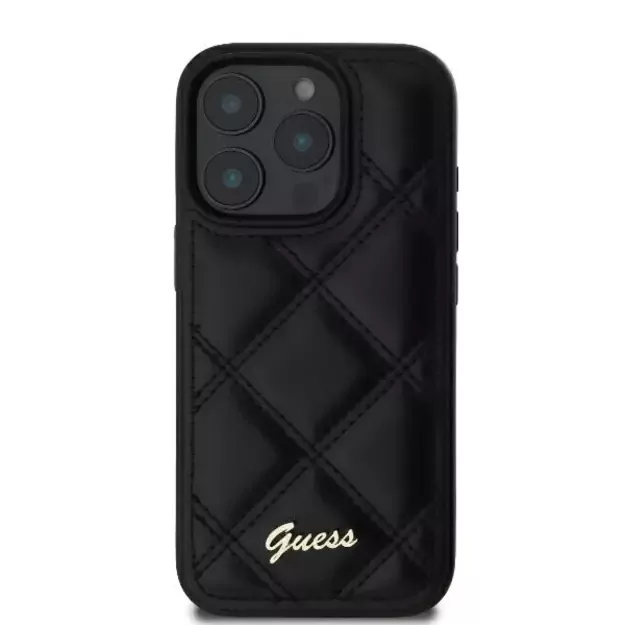 Guess Quilted Metal Logo iPhone 16 Pro Case - Black 9