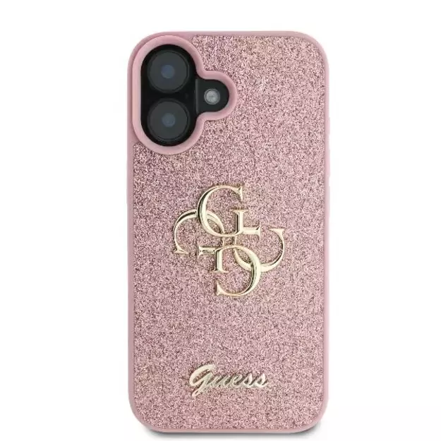 Guess Fixed Glitter Big 4G iPhone 16 Case - Pink 9