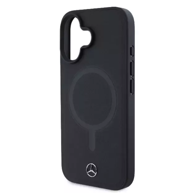 Mercedes Plain Smooth Leather MagSafe iPhone 16 Case - Black 12