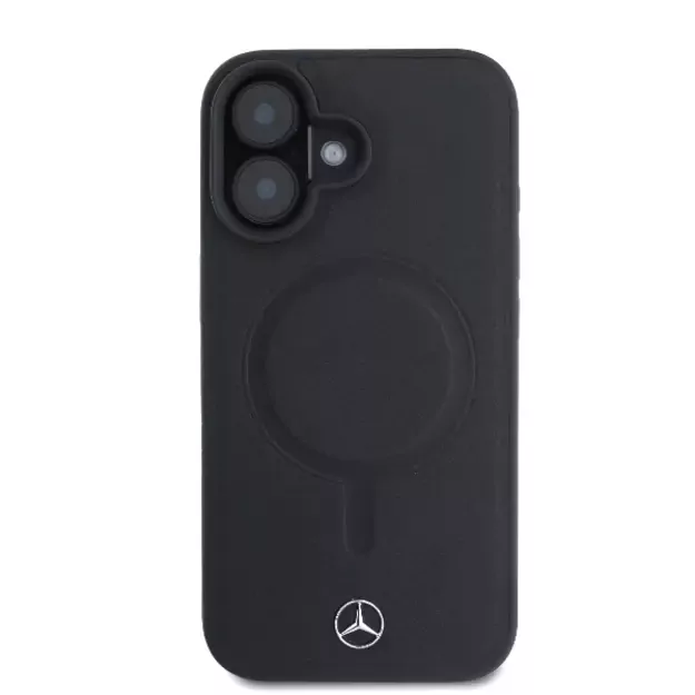 Mercedes Plain Smooth Leather MagSafe iPhone 16 Case - Black 9