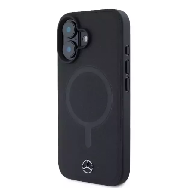 Mercedes Plain Smooth Leather MagSafe iPhone 16 Case - Black 8