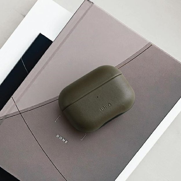Uniq Terra Genuine Leather case for AirPods Pro - olive 1