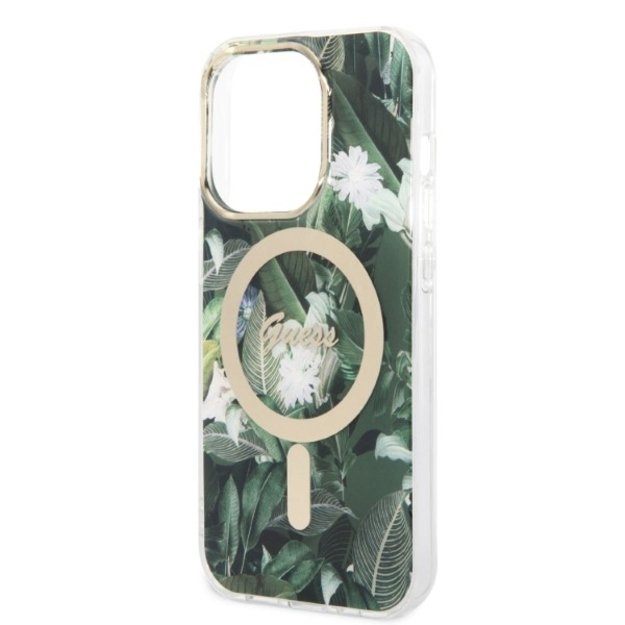 Set Guess GUBPP14XHJEACSA Case+ Charger iPhone 14 Pro Max 6.7  green/green hard case Jungle MagSafe 5