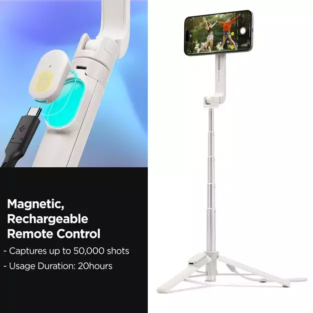 Selfie stick Spigen S571W MagSafe Bluetooth with tripod - beige 20